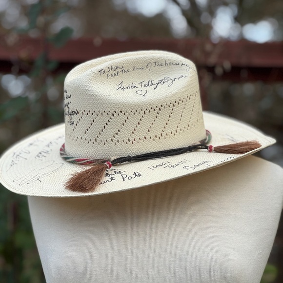 Signed Cream Cowboy Hat with Tassels - Picture 2 of 5